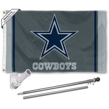 WinCraft Dallas Cowboys Black Flag Pole and Bracket Mount Kit