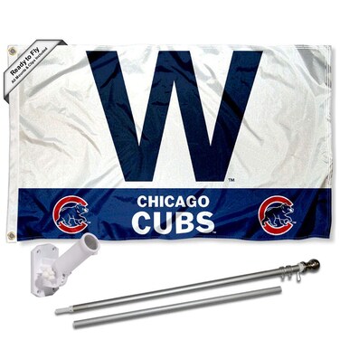 Chicago Baseball Team W Win Flag Pole and Bracket Kit