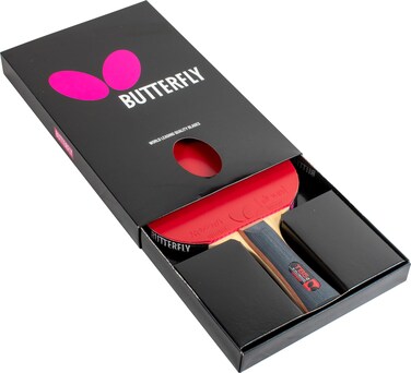Butterfly TB Pro-Line Table Tennis Rackets - Medium Fast Blade and Rubber Combination Which Includes A Free Racket Case - Recommended for Advanced Level Players Pro-Line Series, red/Black (CMR29)