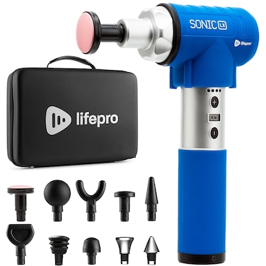 LifePro Sonic LX Professional Massage Gun - Percussion Massager with Heat, 9 Speeds and 10 Attachments for Neck, Back, and Deep Tissue Muscle Massage for Athletes