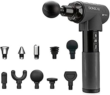 LifePro Sonic LX Professional Massage Gun - Percussion Massager with Heat, 9 Speeds and 10 Attachments for Neck, Back, and Deep Tissue Muscle Massage for Athletes