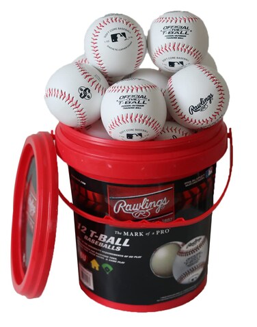 Rawlings   Official T-Balls   TVB   Youth/6u   Bucket   12 Count   Sponge Rubber Core   Indoor/Outdoor White