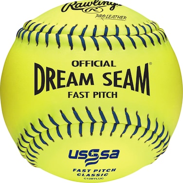 Rawlings   Official DREAM SEAM Fastpitch Softballs   USSSA   12" Pro Leather Cover   C12BYLUC   12 Count