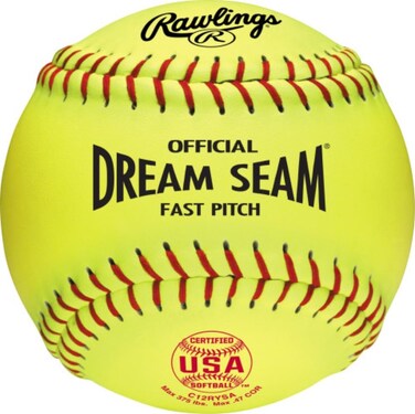 Rawlings   Official DREAM SEAM Fastpitch Softballs   12" USA / ASA   Synthetic Cover C12RYSA   12 Count