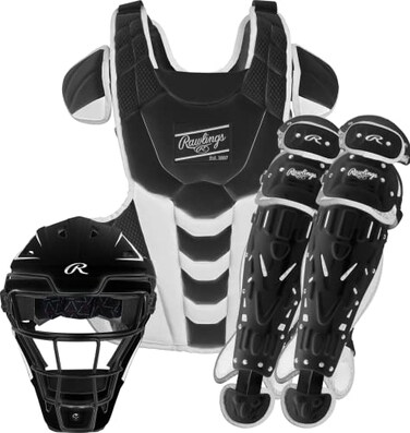 Rawlings   Velo Fastpitch Softball Catcher's Set   NOCSAE Certified   Adult Ages 15+   Black/White