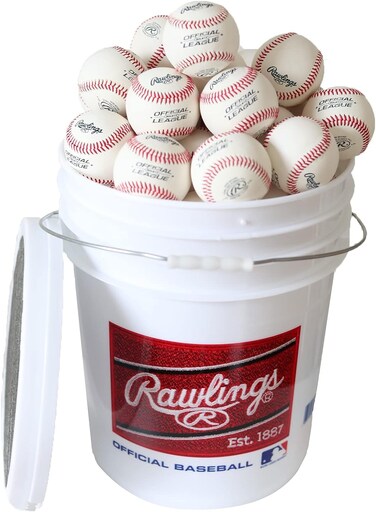 Rawlings   Bucket of 24 Practice Baseballs   ROLB1X   Youth/14U Official League   24 Count