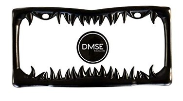 DMSE Universal Metal Shark Tooth Teeth Jaws License Plate Frame Cool Design for Any Vehicle (Black Sharks Tooth)