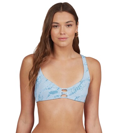 Roxy Sea &amp; Waves Reversible Printed Tri Adriatic Blue Tie-Dye Stripe LG