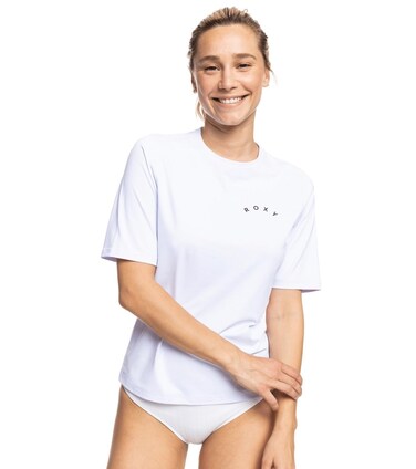 Roxy womens Enjoy Waves Short Sleeve Upf 50 Rashguard Rash Guard Shirt, Bright White 22, X-Small US