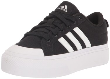 adidas Women's Bravada 2.0 Platform Skate Shoe, Black/White/Black, 8