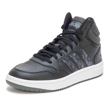 adidas Men's Hoops 3.0 Mid Top Basketball Sneaker, Black/Grey/White, 9