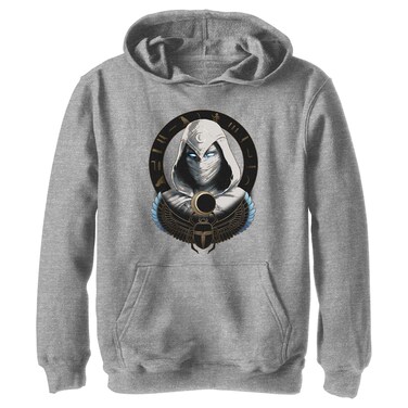 Marvel Boy's Moon Knight Mask Badge Hoodie, Athletic Heather, Medium