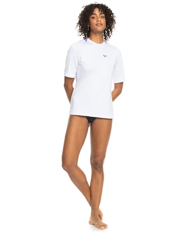 Roxy Women's Standard Enjoy Waves Short Sleeve Loose Fit Rashguard, Bright White 234