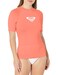 Roxy Women's Standard Whole Hearted Short Sleeve Rashguard, Fusion Coral Exc 232