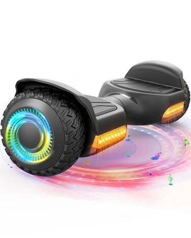 Gyroor Hoverboard New G13 All Terrain Hoverboard with LED Lights &amp; 500W Motor, Self Balancing Off Road Hoverboards with Bluetooth for Kids ages 6-12 and Adults-Black