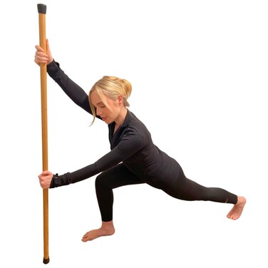 Sturdy Yoga Stick Made from Natural Bamboo - Stretching Stick for All Fitness Levels - Stretch Stick for Balance and Flexibility with Non-Slip Rubber Ends