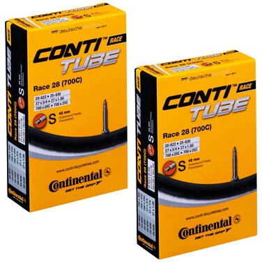 Continental Race 28 700x20-25c Bicycle Inner Tubes - 42mm Long Presta Valve - 2 Pack