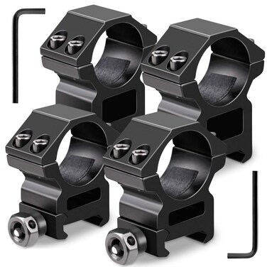 Modkin 1 Inch Scope Rings Set of 4, 2 Pieces High Profile Scope Mounts and 2 Pieces Medium Profile Scope Rings for Picatinny or Weaver Rail