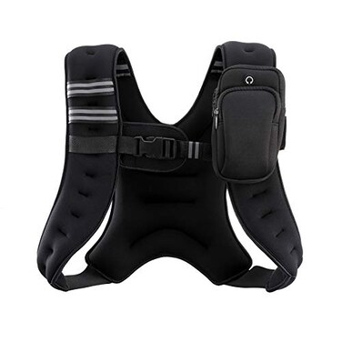 ZELUS Weighted Vest, 6lb/8lb/12lb/16lb/20lb/25lb/30lb Weight Vest with Reflective Stripe for Workout, Strength Training, Running, Fitness, Muscle Building, Weight Loss, Weightlifting, Black(12 lb)