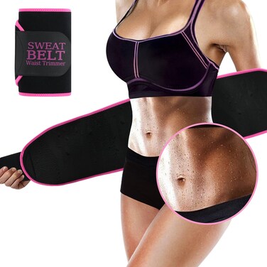 Lisacool Sculpt Touch Waist Trainer For Women Sweat Band For Stomach Waist Trimmer Adjustable Lumbar Trainer with Lumbar and Back Support Black/Pink