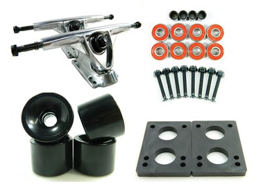 180mm Polished Trucks 70mm Wheels Combo (Solid Black)
