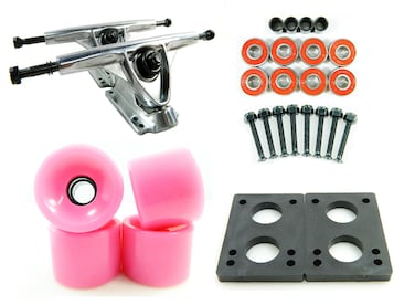 180mm Polished Trucks 70mm Wheels Combo (Solid Pink)