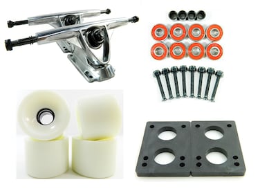 180mm Polished Trucks 70mm Wheels Combo (Solid White)