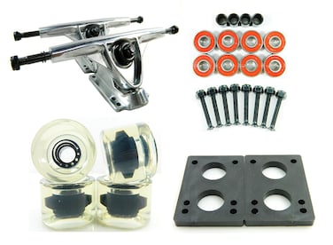 180mm Polished Trucks 70mm Wheels Combo (Gel Clear)