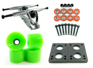 180mm Polished Trucks 70mm Wheels Combo (Solid Green)