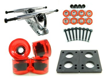 180mm Polished Trucks 70mm Wheels Combo (Gel Red)