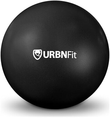 URBNFit Small Exercise Ball - 9-inch Mini Pilates Ball with Fitness Guide for Yoga, Barre, Physical Therapy, Stretching &amp; Core Stability Workout - Black