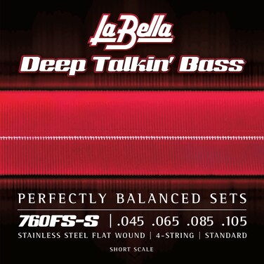La Bella 760FS-S Deep Talkin' Bass Stainless Steel Flat Wound Standard Short Scale Bass Guitar Strings