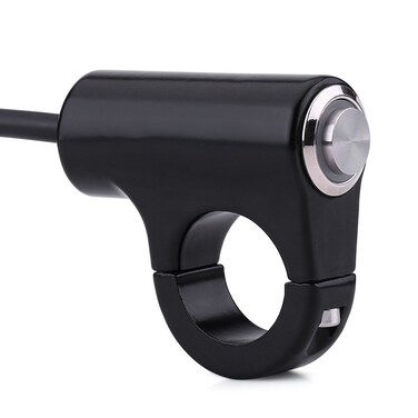Qiilu Motorcycle Handlebar Switch, Handlebar Light Switch 12V CNC Aluminium Alloy Push Botton Waterproof Switches Fits 7/8" 22mm Handlebars ON/Off Button with Blue Light