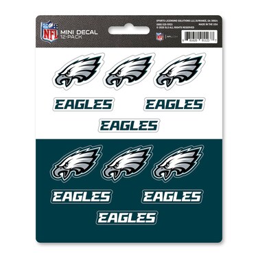 FANMATS 61132 NFL - Philadelphia Eagles 12 Count Mini Decal Sticker Pack 5 x 6.25 in.- Great Gift for Sports Fans - Works On Hard Surfaces - for Homes, Cars, Trucks, SUVs.
