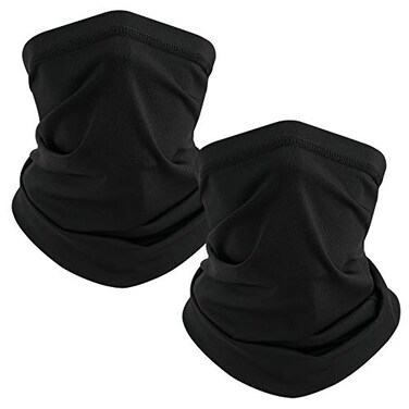 TICONN Neck Gaiter Face Cover Scarf, Breathable Sun &amp; Wind-proof for Skiing Fishing Hiking Cycling (Quick Dry, Black)