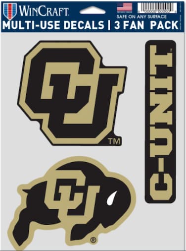 WinCraft NCAA University Colorado Boulder Buffaloes Multi-Use Decal 3 Fan Pack, Team Colors, 5.5" x 7.75" Inch Sheet