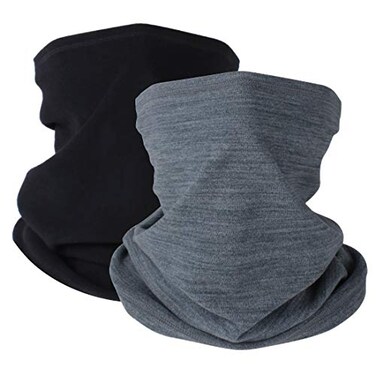 KGC 2 Pack Winter Neck Warmer Gaiter,Soft Fleece Windproof Face Mask Scarf Bandana Cold Weather Face Cover for Men &amp; Women Outdoor Sports Skiing Cycling
