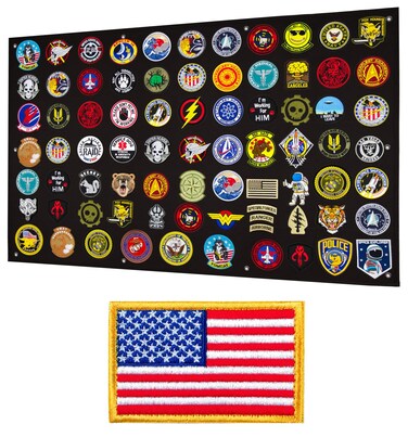 Tactical Patch Display Panel Holder Board for Military Army Combat Morale Uniform Hook and Loop Emblems, 43 Inches x 27.5 Inches (Large), with 1 Flag Patch Included
