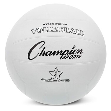 Champion Sports Rubber Volleyball, Official Size, for Indoor and Outdoor Use - Durable, Regulation Volleyballs for Beginners, Competitive, Recreational Play - Premium Equipment - White, VR4