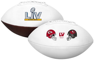 Super Bowl LV 2021 Commemorative Dueling Football, Kansas City Chiefs vs. Tampa Bay Buccaneers, Official Size