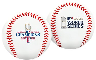 Rawlings   Official 2023 World Series Champions   Texas Rangers   Commemorative Baseball   White Vinyl