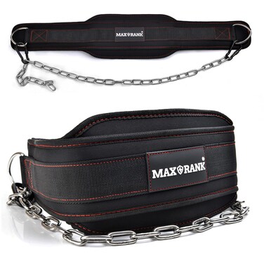 MAXRANK Dip belt With 37" chain, 550lbs - 650lbs weight capacity, Weight lifting for dips and pullups