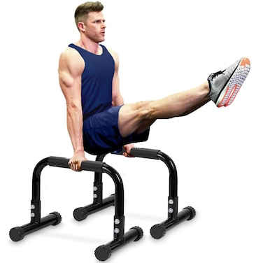 TABEKE Push Up Bar, 12 Inch High Non-Slip Parallettes Bars &amp; Dip Bars With Foam Handles, Heavy-Duty No Wobbling Calisthenics Equipment For Handstand, L-Sit, Gymnastics, Strength Training Home Gym Use