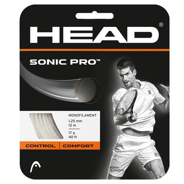 HEAD Sonic Pro Tennis Racket String 40' Set - 16 Gauge Monofilament Racquet String, White