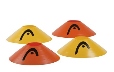HEAD QST Tennis Dome Cones - 20 Training &amp; Practice Cones for Agility &amp; Accuracy Drills, Yellow / Orange