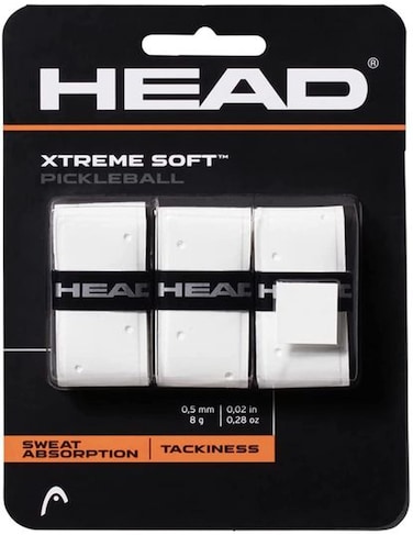 HEAD Extremesoft Pickleball Paddle Overgrip - Tacky Paddle Grip Tape - White