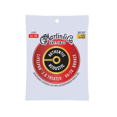 Martin Authentic Acoustic Guitar Strings, Lifespan 2.0 Treated, Light, 80/20 Bronze