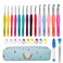 Yarniss 14 Size Crochet Hooks Set,2mm(B)-10mm(N) Ergonomic Crochet Hooks with Case for Arthritic Hands,Long Crochet Needles