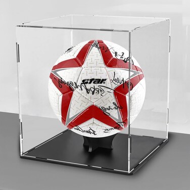 Soccer Ball Display Case,Self-Assembly Acrylic Display Case,Deluxe Dustproof Showcase,Cube Countertop Box for Pop Figures Collectibles,Basketball Volleyball Display Case(10x10x12 inch; 25x25x30cm)