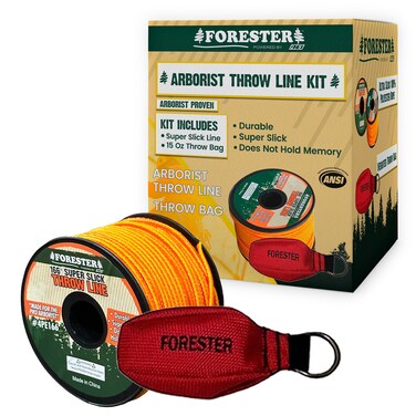 FORESTER Arborist Throw Line Kit - Ultra Slick 100% Polyester Rope with Weighted Throw Bag   Forestry Tree Gear for Low and High Limb Throwing   3/16 Inch Thick Rope (166' Rope with 15 Oz Throw Bag)